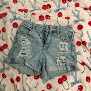 American Eagle Outfitters Light Blue Distressed Jean Shorts